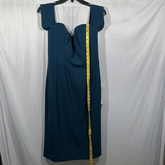NWT $178 Dress the Population‎ [ Medium ] Bailey Off Shoulder Bodycon Dress Blue - Picture 9 of 12